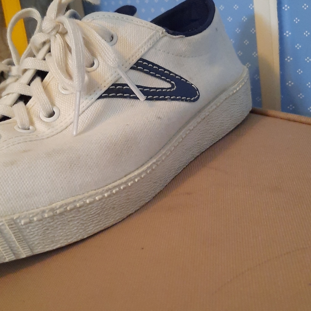 Tretorn White and Blue Eco Ortholite Sneakers